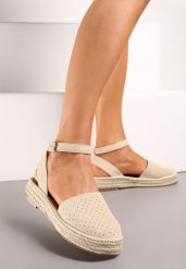 Beżowe Espadryle na Podeszwie z Plecionką Zapinane Przy Kostce Griolla. Brązowe espadryle Renee, bez wzorów, bez obcasa. W wyprzedaży za 50.99 zł.