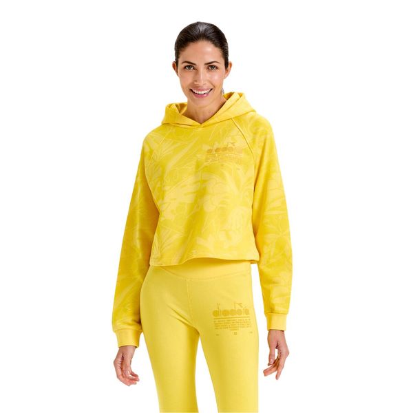 Bluza damska DIADORA L. HOODIE CROP MANIFESTO. Żółte bluzy Diadora, l, bez wzorów, bez ramiączek, bez kaptura. Za 119.99 zł.