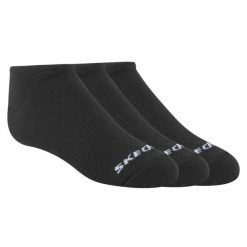 Skarpetki sportowe dla dorosłych 3pk Unisex Non Terry No Show. Czarne skarpetki Skechers, bez wzorów, z bawełny. Za 39.99 zł.