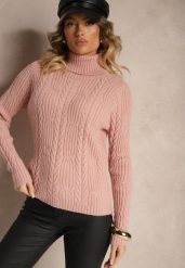 Różowy Casualowy Golf z Wiskozą i Ozdobnym Splotem Aledi. Czerwone swetry Renee, l, bez wzorów, z dzianiny, bez ramiączek. W wyprzedaży za 95.99 zł.