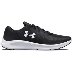 Buty biegowe damskie Under Armour W Charged Pursuit 3. Czarne buty do biegania Under Armour, bez wzorów, bez zapięcia, do biegania. Za 229.99 zł.