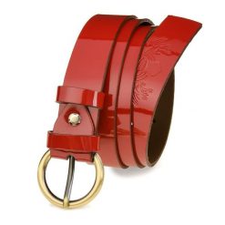 Beltimore skórzany damski pasek do spodni 3 cm czerwony A67 : Kolory - czerwony, Rozmiar pasków - r.110-125 cm. Czerwone paski bez wzorów, klasyczne. Za 47.90 zł.