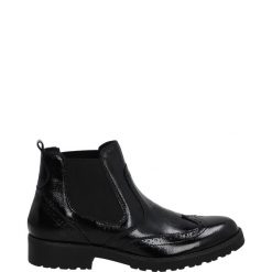 LAKIEROWANE SZTYBLETY 805020 NERO. Botki Venezia, bez wzorów, z lakierowanej skóry, bez obcasa, bez zapięcia. Za 279.00 zł.