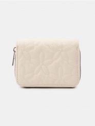 Mały portfel w haftowany wzór w kwiaty - kremowy. Białe portfele Sinsay, bez wzorów. Za 25.99 zł.
