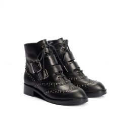 Pinko Botki "Capua". Szare botki Pinko, bez wzorów, ze skóry, z okrągłym noskiem, bez obcasa, bez zapięcia. Za 459.00 zł.