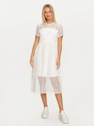 DKNY Sukienka codzienna DD4AH520 Écru Regular Fit. Sukienki DKNY, na co dzień, bez wzorów, z syntetyku, bez kołnierzyka, bez ramiączek, proste. Za 919.99 zł.
