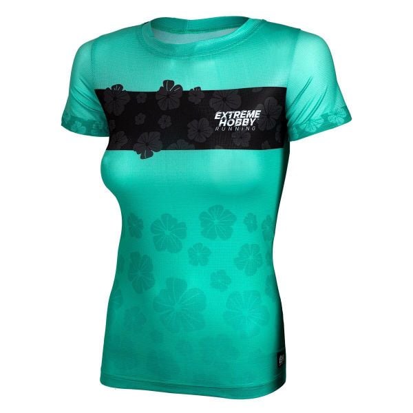 Koszulka do biegania damska z krótkim rękawem EXTREME HOBBY FLOWERS. Zielone bielizna termoaktywna damska EXTREME HOBBY, bez wzorów, z elastanu, bez ramiączek, do biegania. Za 149.00 zł.