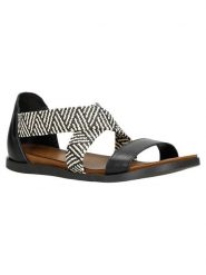 Wojas Sandały w kolorze czarno-białym rozmiar: 39. Białe sandały Wojas, bez wzorów, z materiału, klasyczne, z otwartym noskiem, bez obcasa, bez zapięcia. Za 226.77 zł.