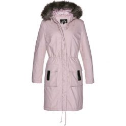Kurtka parka bonprix matowy jasnoróżowy. Czerwone kurtki bonprix, bez wzorów, z kapturem. Za 219.99 zł.