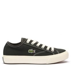 Tenisówki Lacoste. Czarne trampki Lacoste, bez wzorów, bez zapięcia. Za 259.99 zł.