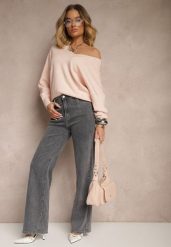 Ciemnoszare Jeansy High Waist o Szerokim Kroju Tirfia. Szare jeansy Renee, m, bez wzorów, z jeansu, eleganckie, z podwyższonym stanem. W wyprzedaży za 111.99 zł.