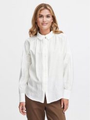 Fransa Koszula 20612828 Biały Relaxed Fit. Białe koszule Fransa, m, bez wzorów, z wiskozy, bez kołnierzyka, bez ramiączek. Za 129.99 zł.