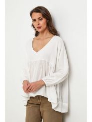 Lin Passion Bluzka w kolorze białym rozmiar: 36/38. Białe bluzki Lin Passion, bez wzorów, z bawełny, klasyczne, bez kołnierzyka, bez ramiączek. Za 109.52 zł.