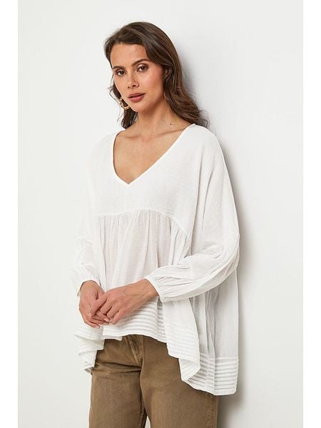 Lin Passion Bluzka w kolorze białym rozmiar: 36/38. Białe bluzki Lin Passion, bez wzorów, z bawełny, klasyczne, bez kołnierzyka, bez ramiączek. Za 109.52 zł.