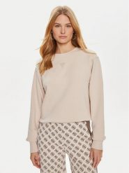 Guess Bluza W4YQ17 KC8I0 Beżowy Regular Fit. Brązowe bluzy Guess, m, z aplikacjami, z bawełny, bez kaptura. Za 229.99 zł.