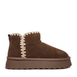 Śniegowce Badura. Brązowe śniegowce Badura, bez wzorów, bez zapięcia. Za 209.99 zł.