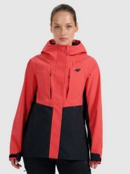 4F Kurtka trekkingowa membrana 10000 damska - pomarańczowa XS. Brązowe kurtki 4f, na zimę, m, bez wzorów, z materiału, bez kaptura. Za 399.99 zł.