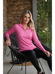 Bleu d'Azur Sweter "Garance" w kolorze jasnoróżowym rozmiar: 44/46. Różowe swetry Bleu d'Azur, w ażurowe wzory, ze splotem, klasyczne, bez ramiączek. Za 217.45 zł.
