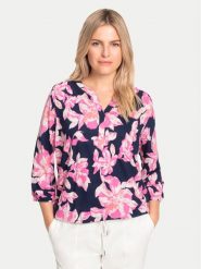 Olsen Bluzka 11105041 Granatowy Regular Fit. Niebieskie bluzki Olsen, bez wzorów, z bawełny, bez kołnierzyka, bez ramiączek. Za 249.99 zł.