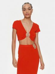 Patrizia Pepe Bluzka 2K0261/K021-R825 Pomarańczowy Slim Fit. Brązowe bluzki Patrizia Pepe, bez wzorów, z wiskozy, bez kołnierzyka, bez ramiączek. Za 639.99 zł.