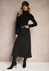 Czarna Casualowa Rozkloszowana Spódnica Dorilena. Czarne spódnice Renee, na co dzień, l, bez wzorów, eleganckie, midi, oversize. W wyprzedaży za 55.99 zł.