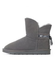 NICEBAY Skórzane botki zimowe "Zaria" w kolorze szarym rozmiar: 37. Szare botki NICEBAY, bez wzorów, z materiału, bez obcasa, bez zapięcia. Za 130.81 zł.