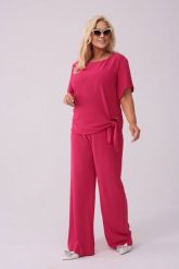 Elegancki amarantowy komplet Rosa bluzka i spodnie na wesele PLUS SIZE XXL WIOSNA. Czerwone bluzki Moda Size Plus Iwanek, plus size, bez wzorów, z elastanu, biznesowe, bez kołnierzyka, plus size, bez ramiączek. Za 489.90 zł.