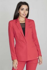 Żakiet Elegancki Taliowany na Jeden Guzik - Czerwony. Czerwone marynarki i żakiety Figl, m, bez wzorów, z materiału, eleganckie, bez ramiączek. Za 259.00 zł.