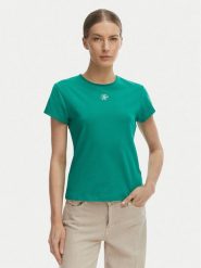 Tommy Hilfiger T-Shirt WW0WW48710 Zielony Slim Fit. Zielone t-shirty Tommy Hilfiger, s, bez wzorów, z bawełny, bez kołnierzyka, bez ramiączek. Za 169.99 zł.