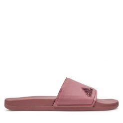 Klapki adidas. Czerwone klapki adidas, bez wzorów, bez obcasa, bez zapięcia. Za 179.99 zł.
