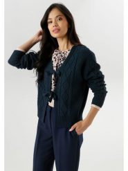 Aniston Kardigan w kolorze granatowym rozmiar: 40. Niebieskie swetry Aniston, bez wzorów, ze splotem, bez ramiączek. Za 65.38 zł.