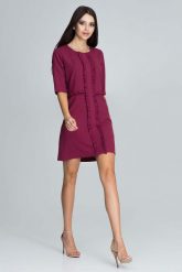 Bordowa Elegancka Krótka Sukienka z Falbankami. Czerwone sukienki Figl, m, bez wzorów, z elastanu, eleganckie, bez kołnierzyka, bez ramiączek, mini. Za 269.00 zł.
