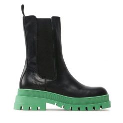 Sztyblety Badura. Czarne botki Badura, bez wzorów, bez obcasa, na słupku, bez zapięcia. Za 229.99 zł.