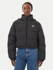Tommy Jeans Kurtka zimowa Flag Ess DW0DW21620 Czarny Regular Fit. Czarne kurtki Tommy Jeans, na zimę, m, bez wzorów, z jeansu, bez kaptura. Za 849.99 zł.
