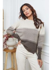 So Cachemire Sweter "Lurcia" w kolorze szarobrązowo-beżowym rozmiar: M. Brązowe swetry So Cachemire, m, bez wzorów, z kaszmiru, bez ramiączek. Za 227.31 zł.