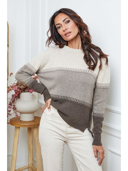 So Cachemire Sweter "Lurcia" w kolorze szarobrązowo-beżowym rozmiar: S. Brązowe swetry So Cachemire, s, bez wzorów, z kaszmiru, bez ramiączek. Za 222.41 zł.