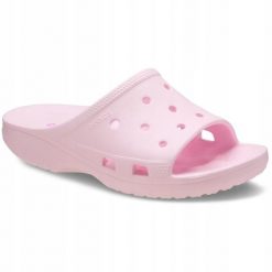 Klapki Dla Dorosłych Crocs Saturday Slide. Czerwone klapki Crocs, bez wzorów, z materiału, bez obcasa, bez zapięcia. Za 139.99 zł.