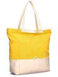 Zwei Shopper bag "Fiorella FI200" w kolorze żółto-kremowym - 44 x 38 x 19 cm rozmiar: onesize. Brązowe shopper bag Zwei, bez wzorów, z materiału, na ramię, bez dodatków. Za 191.42 zł.