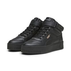 Buty damskie sportowe Puma CARINA STREET MID. Czarne buty sportowe lifestyle Puma, bez wzorów, z gumy, retro, bez zapięcia. Za 394.00 zł.