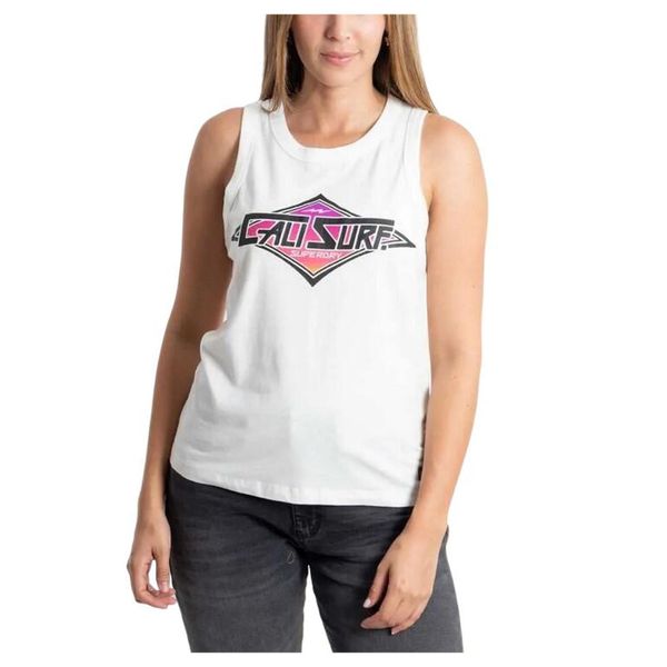 Koszulka sportowa damska Superdry Vintage Cali Vest. Białe t-shirty sportowe Superdry, l, bez wzorów, z bawełny, bez ramiączek. W wyprzedaży za 59.00 zł.