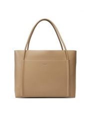 Calvin Klein Torebka Ck Linn Large Shopper K60K613109 Beżowy. Brązowe shopper bag Calvin Klein, bez wzorów, ze skóry, bez dodatków. Za 409.99 zł.
