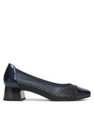 Caprice Półbuty 9-22304-46 Granatowy. Niebieskie półbuty wsuwane Caprice, bez wzorów, ze skóry, bez obcasa, na obcasie. Za 303.99 zł.