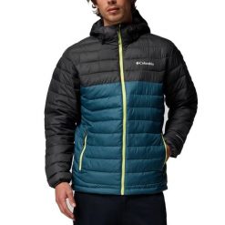 Kurtka COLUMBIA POWDER LITE II HOODED JAC Niebieski. Niebieskie kurtki Columbia, bez wzorów, z syntetyku, sportowe, bez kaptura. Za 657.94 zł.