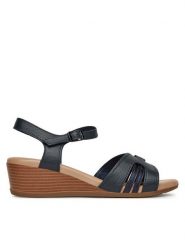 Lasocki Sandały WB-ELIA-02 Granatowy. Niebieskie sandały Lasocki, bez wzorów, ze skóry, bez obcasa, na koturnie, bez zapięcia. Za 111.99 zł.