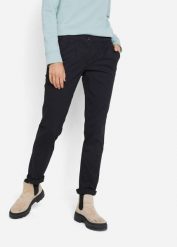 Spodnie chinosy ze stretchem z mieszanki bawełny. Niebieskie chinosy bonprix, bez wzorów, z bawełny, casualowe. Za 129.99 zł.