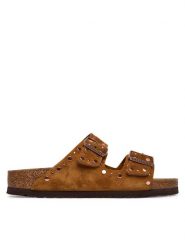 Birkenstock Klapki Arizona Rivet 1031731 Brązowy. Brązowe klapki Birkenstock, bez wzorów, ze skóry, bez obcasa, bez zapięcia. Za 639.99 zł.