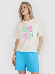 4F T-shirt oversize z nadrukiem damski - biały XXL. Białe t-shirty sportowe 4f, s, bez wzorów, z bawełny, bez ramiączek. W wyprzedaży za 39.99 zł.
