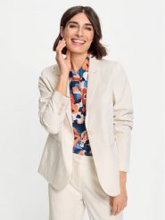 Olsen Marynarka 15001420 Écru Regular Fit. Marynarki i żakiety Olsen, bez wzorów, z syntetyku, bez ramiączek. Za 389.99 zł.