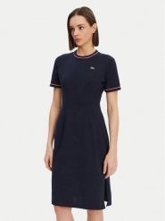 Lacoste Sukienka codzienna EF9988 Granatowy Slim Fit. Niebieskie sukienki Lacoste, na co dzień, bez wzorów, z bawełny, bez kołnierzyka, bez ramiączek, proste. Za 339.99 zł.