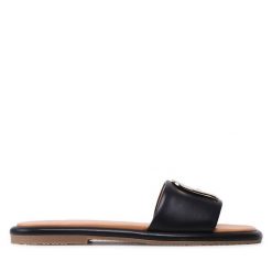 Klapki Aigner. Czarne klapki Aigner, bez wzorów, bez obcasa, bez zapięcia. Za 629.99 zł.